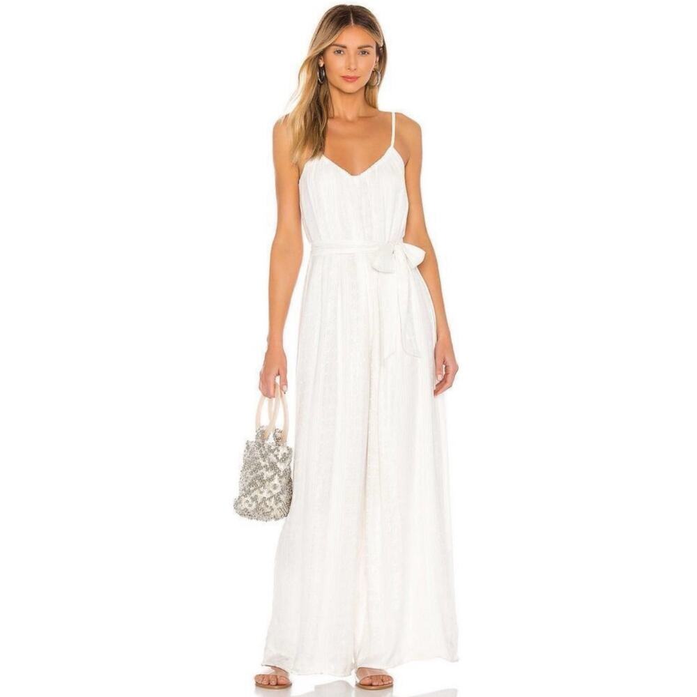Majorelle New Love White Metallic Lurex Threads Wide Leg Jumpsuit M